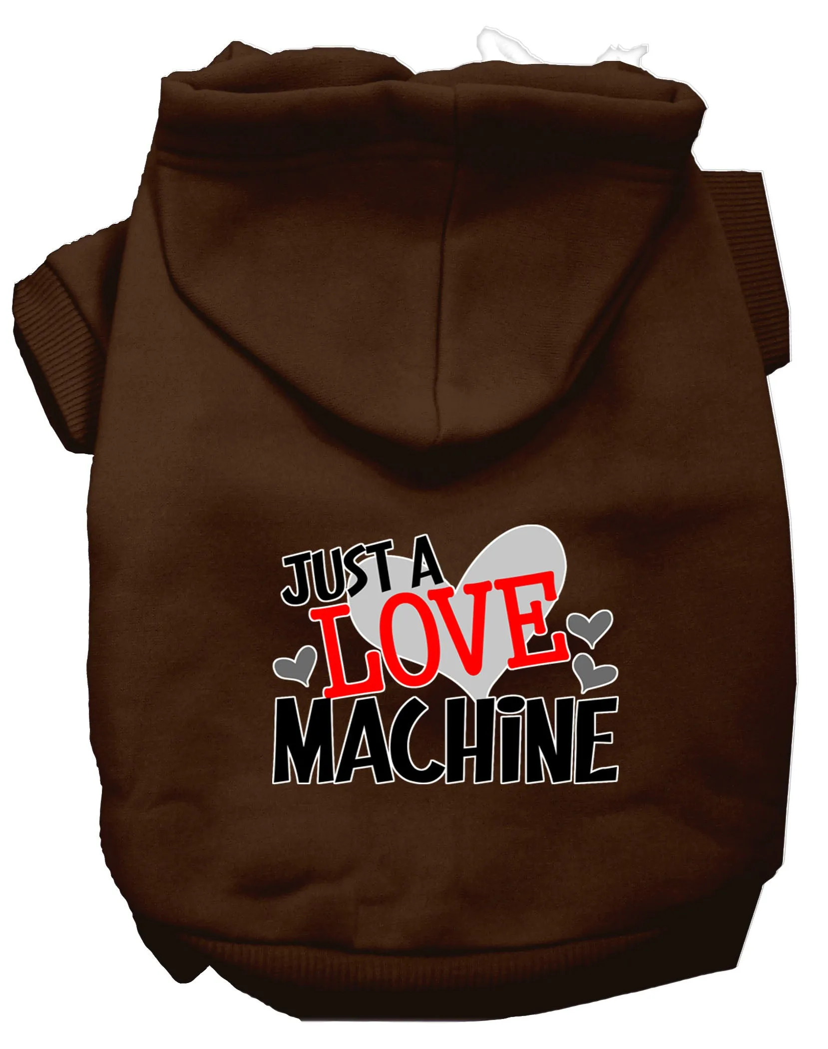 Love Machine Screen Print Dog Hoodie Brown Xl