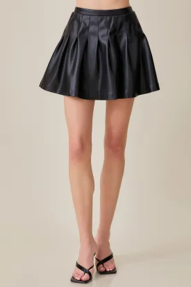 Lyra Leather Pleated Skort