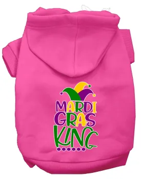 Mardi Gras King Screen Print Mardi Gras Dog Hoodie Bright Pink Xl