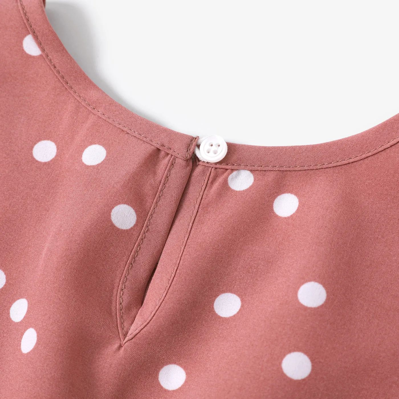 Matching Family Outfits Mommy and Me Pink Cross Wrap V Neck Ruffle Polka Dots Dress for Mom and Me