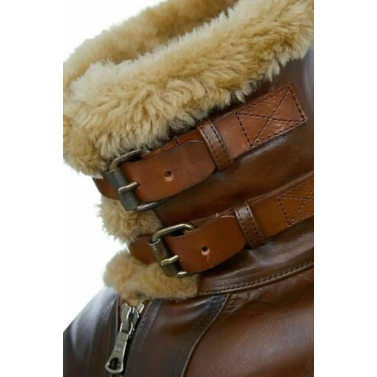 Men’s Aviator Genuine Bomber leather jacket with fur