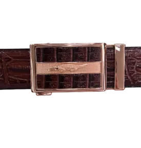 Men's Brown Croc Belt Genuine Leather Gold Buckle Fancy style