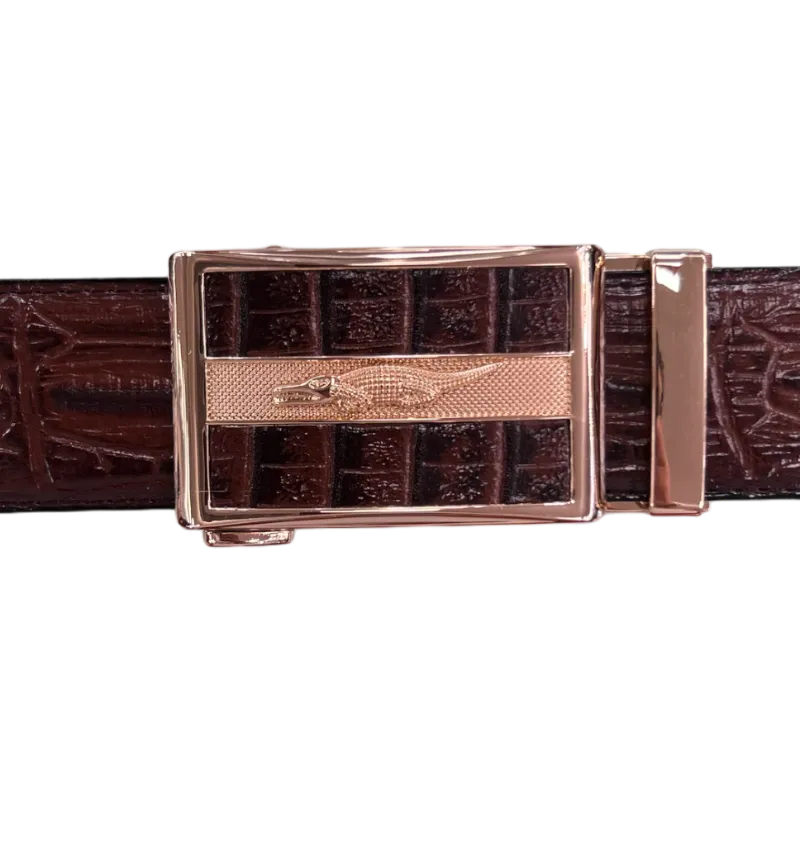 Men's Brown Croc Belt Genuine Leather Gold Buckle Fancy style