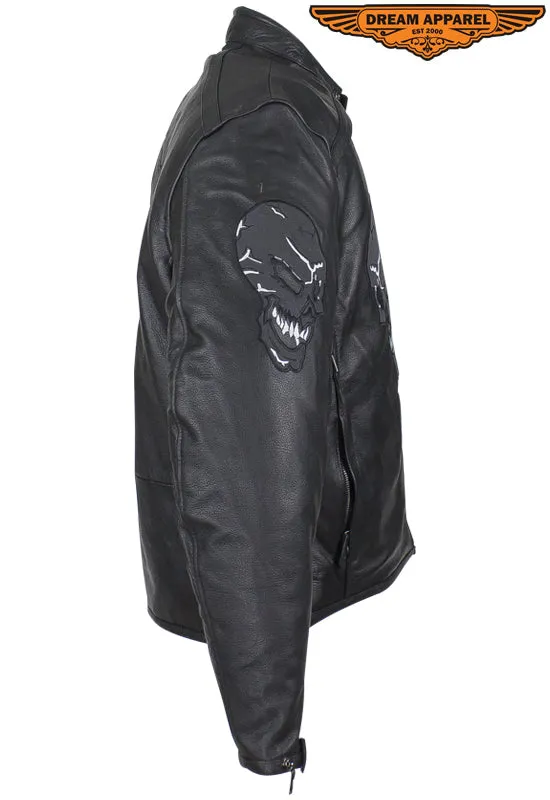 Men's Concealed Carry Jacket with Reflective Skulls