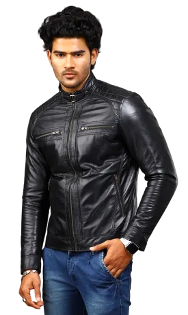 MENS LEATHER JACKET 41004 (BLACK)