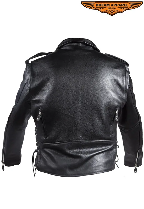 Mens Motorcycle Jacket With 1 Piece Panel For Patches