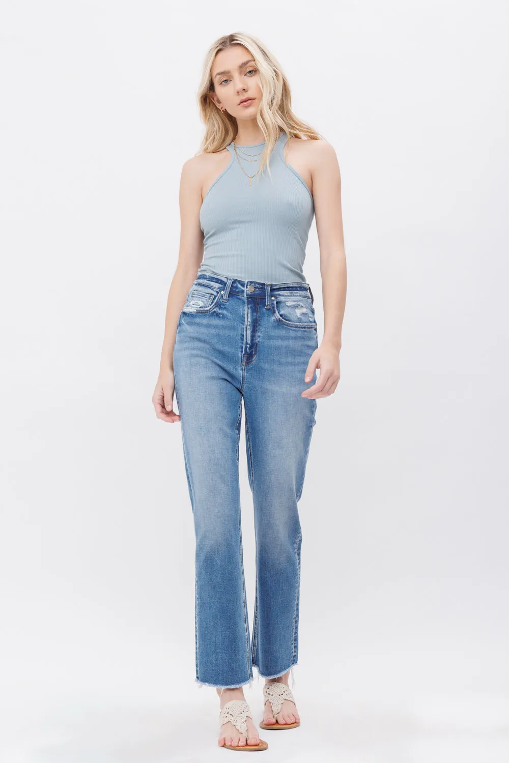 Mica Denim - Aniello Super High Rise Straight Leg Jeans - MDP-T203