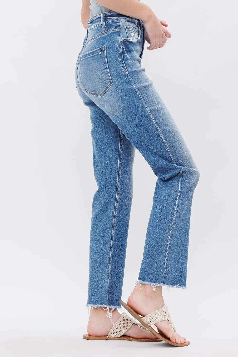 Mica Denim - Aniello Super High Rise Straight Leg Jeans - MDP-T203