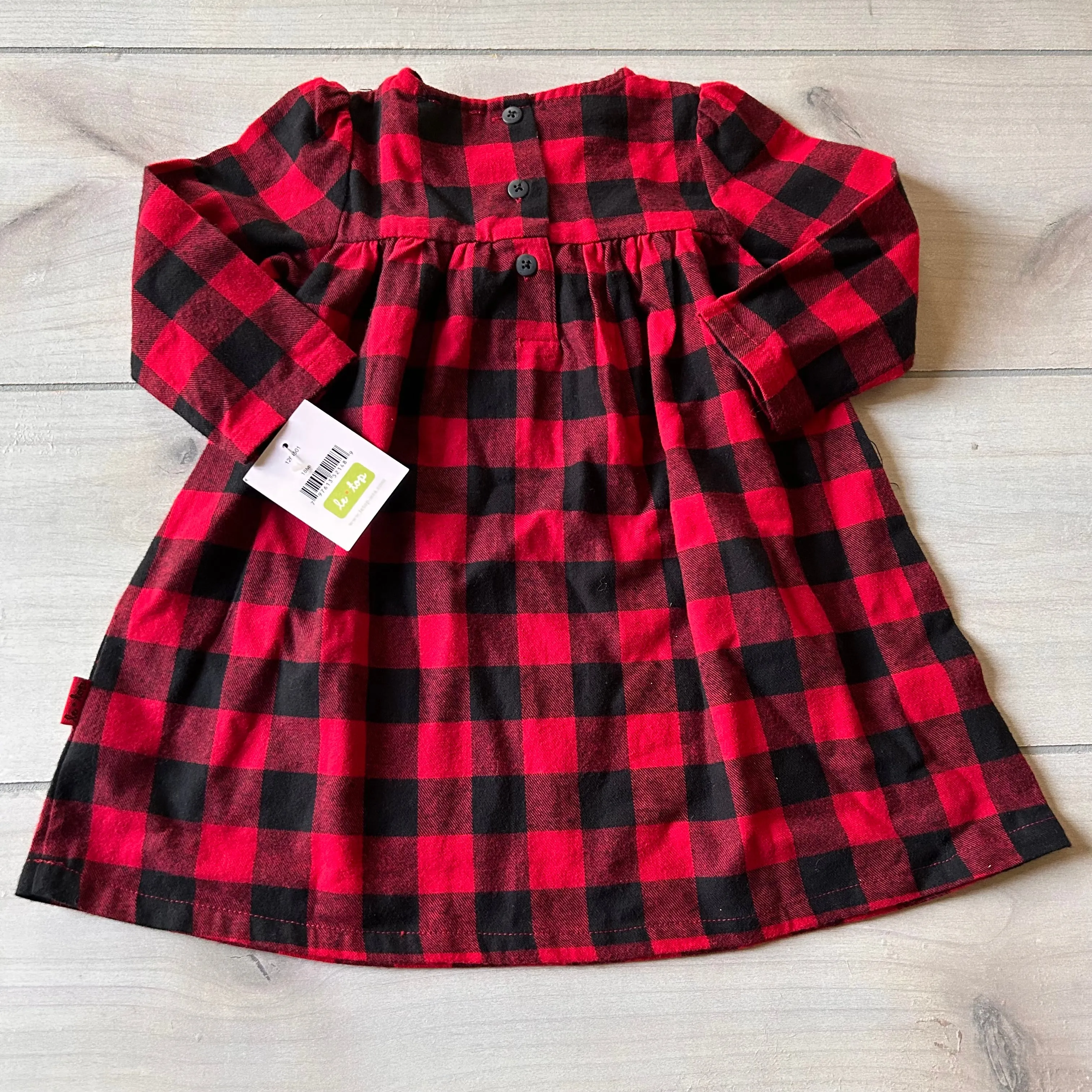 NWT LeTop Red Buffalo Plaid Check Dress