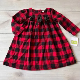 NWT LeTop Red Buffalo Plaid Check Dress