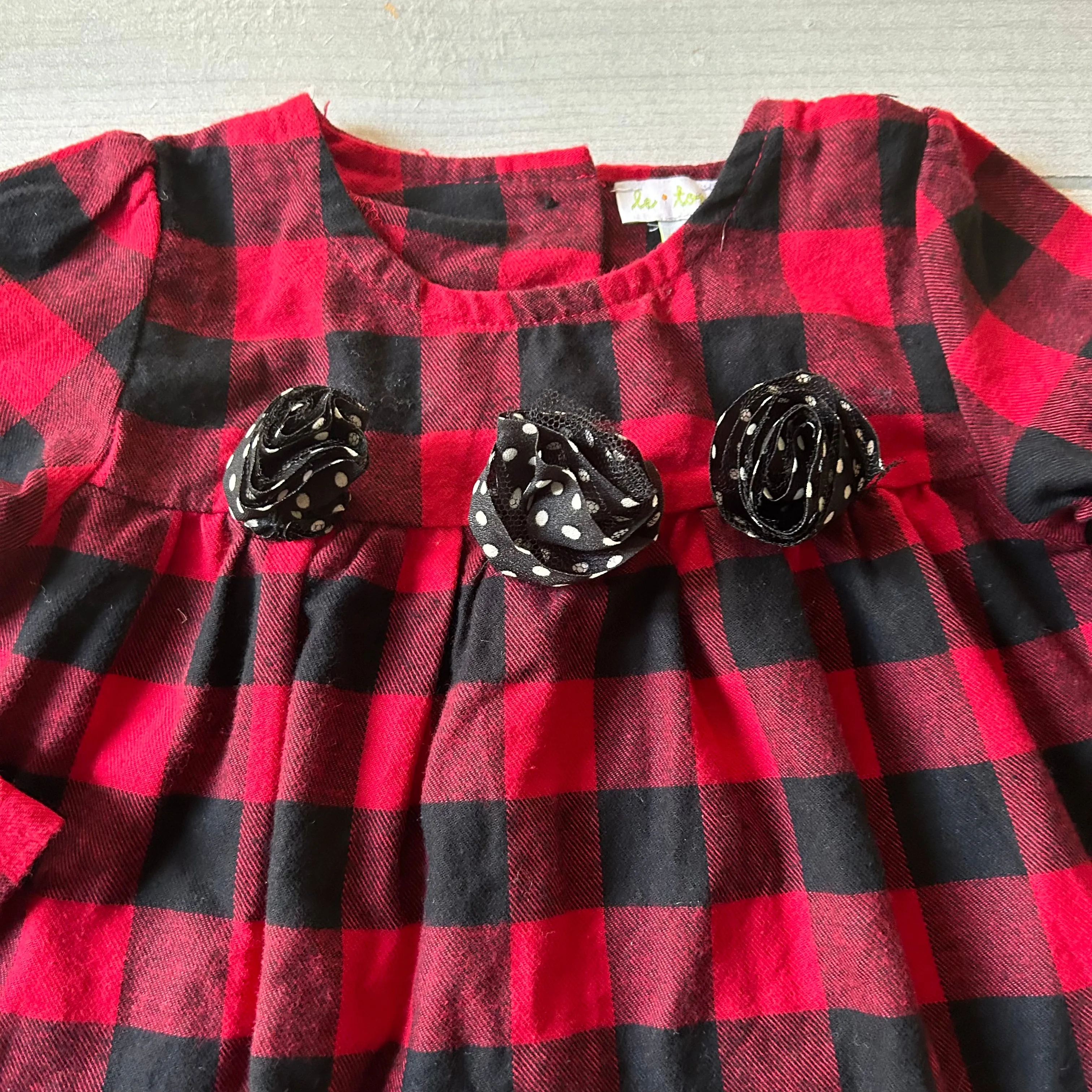 NWT LeTop Red Buffalo Plaid Check Dress