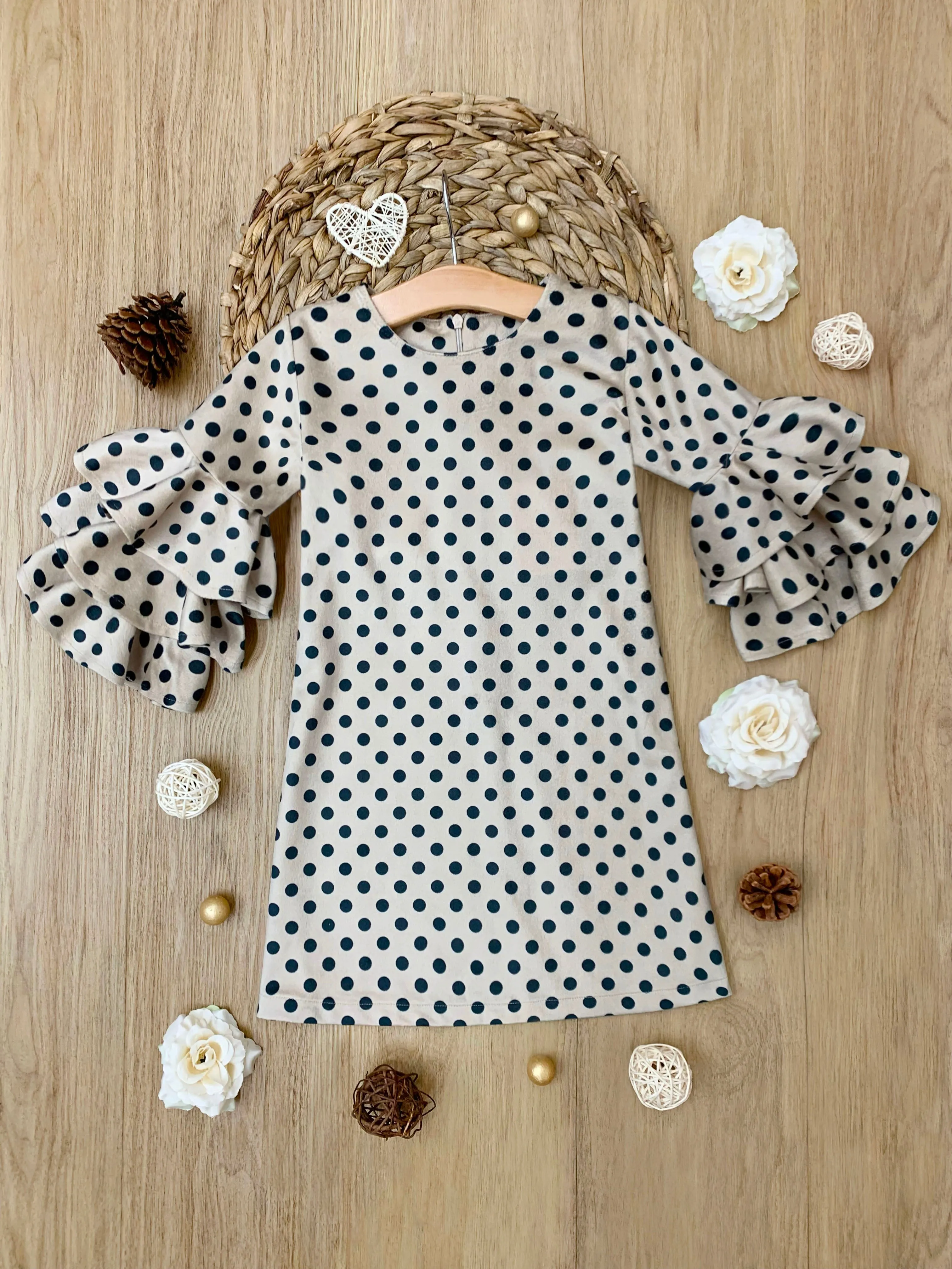 Parisian Polka Dot Ruffle Sleeved Dress