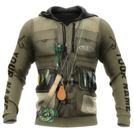 Personalized Walleye Fishing Tool 3D Hoodie Shirt, Fishing Shirt for Man, Fishing Hoodie Zipper Hoodie