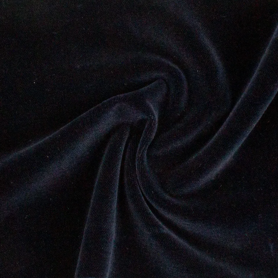 Plain Midnight Blue Cotton Blend Velvet