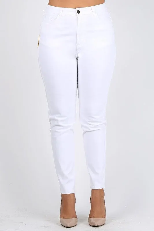 Plus Size High Waist Solid Stretch Jeans Pants