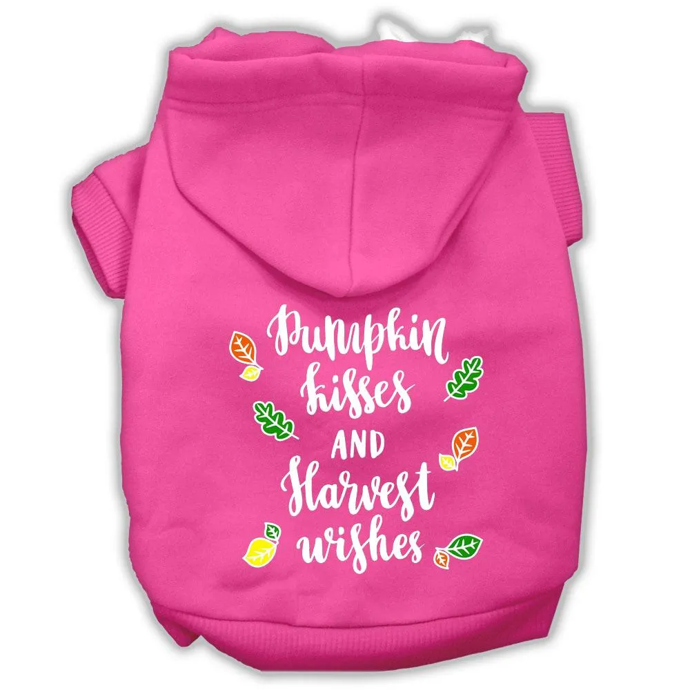 Pumpkin Kisses Screenprint Dog Hoodie Bright Pink S (10)