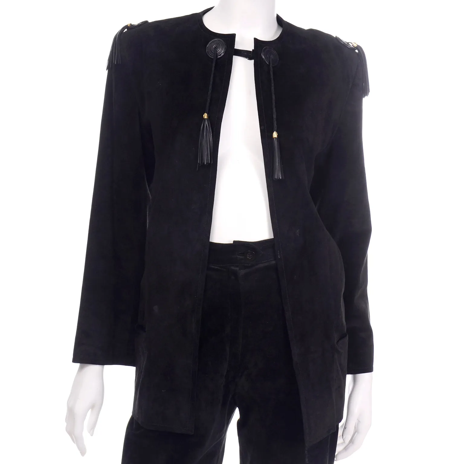 RESERVED // 1970s Gucci Black Suede Pants & Jacket Suit