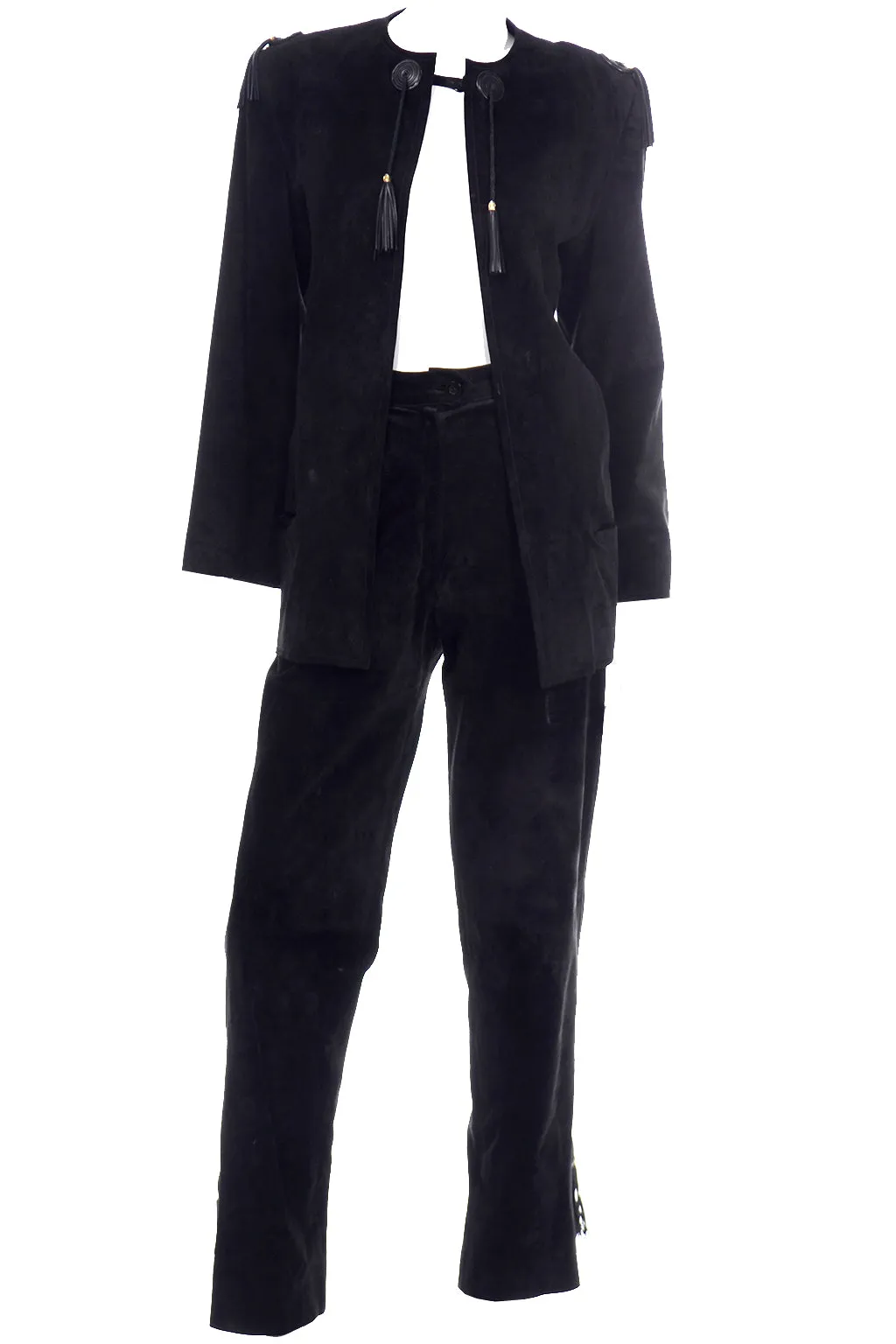 RESERVED // 1970s Gucci Black Suede Pants & Jacket Suit