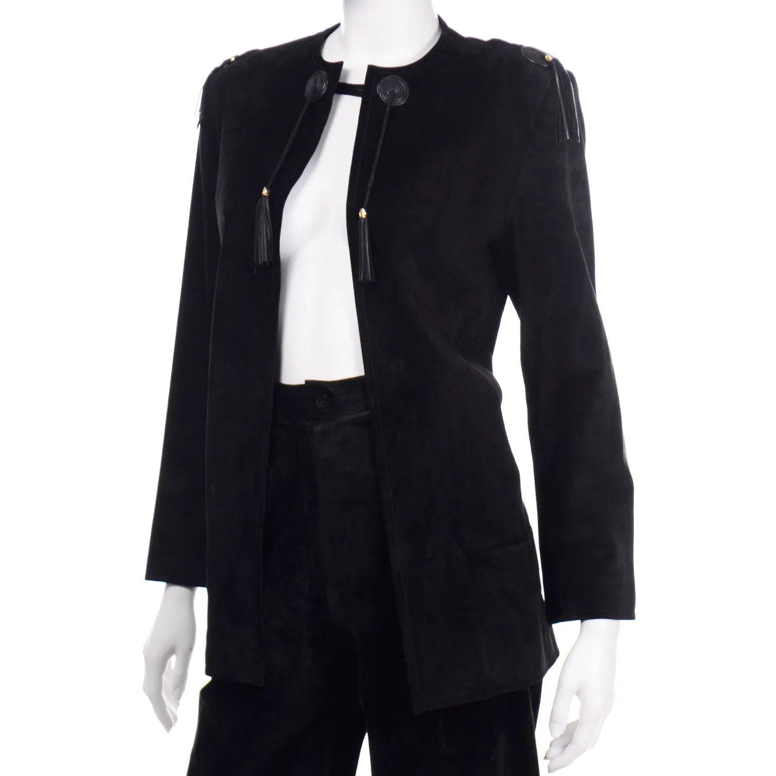 RESERVED // 1970s Gucci Black Suede Pants & Jacket Suit