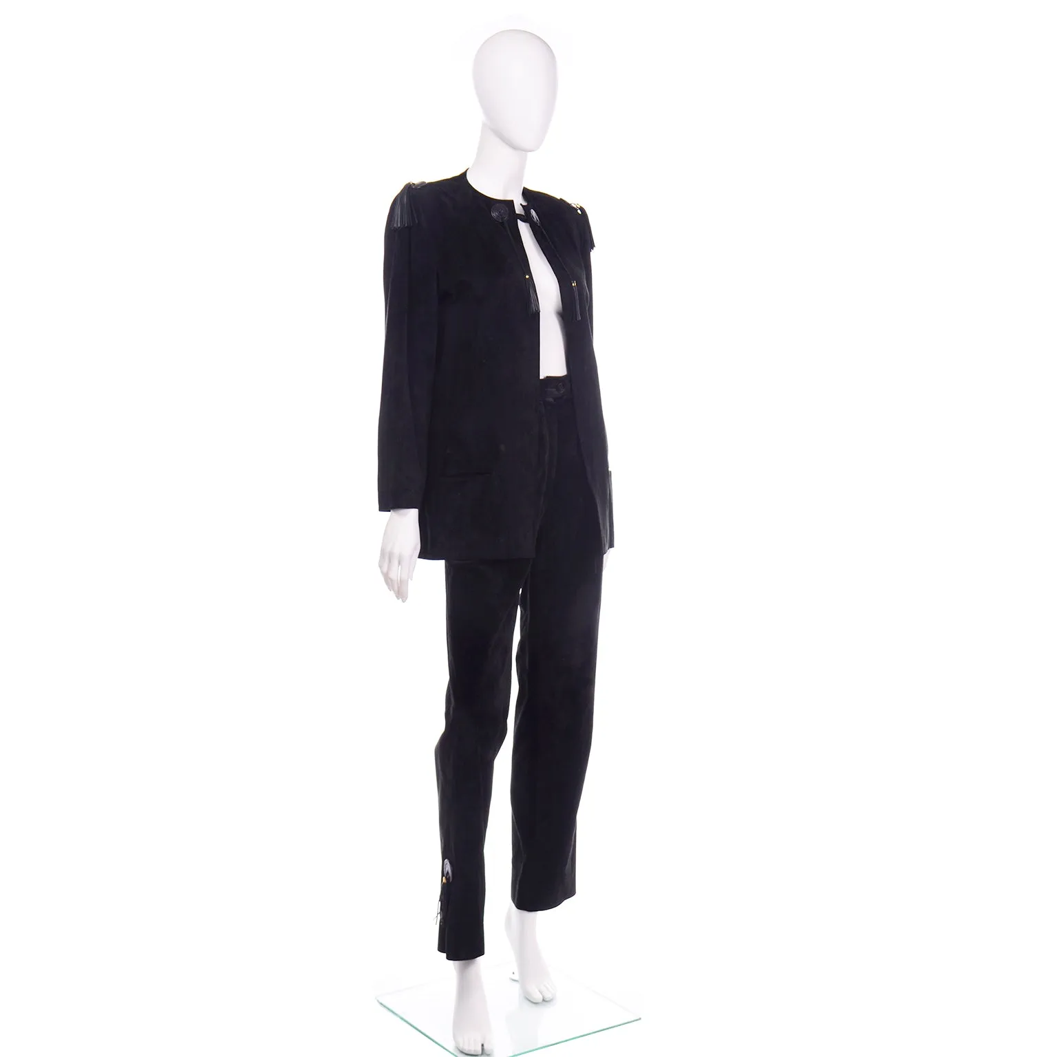 RESERVED // 1970s Gucci Black Suede Pants & Jacket Suit