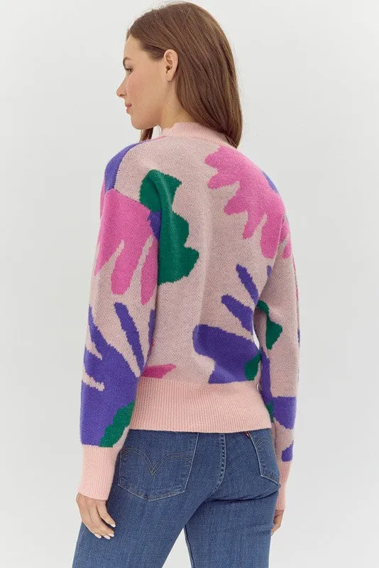 Retro Vibes Pink Multicolor Sweater