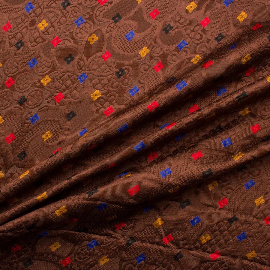 Rich Brown Printed Cloqué