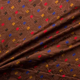 Rich Brown Printed Cloqué