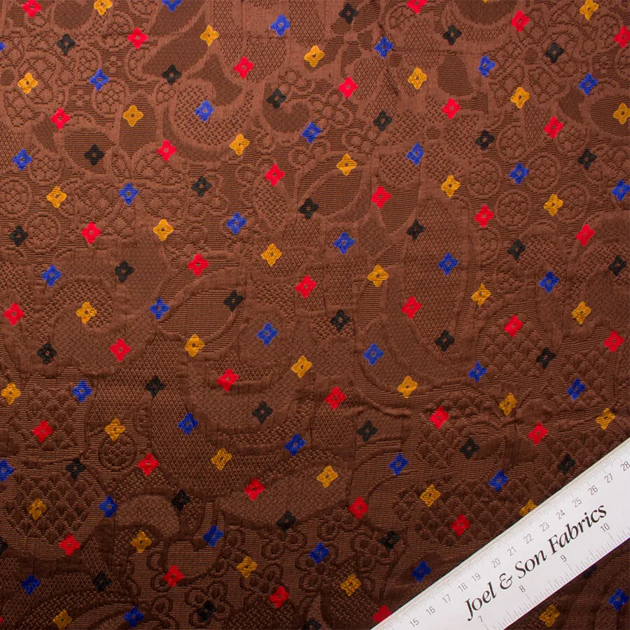 Rich Brown Printed Cloqué