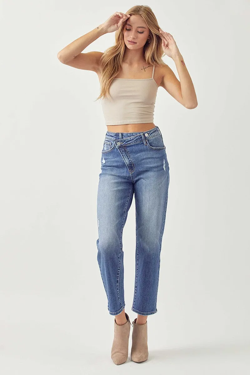 Risen Jeans - High Rise Crossover Tapered Jeans - RDP5060