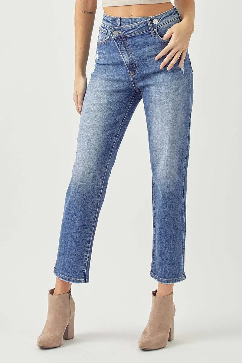 Risen Jeans - High Rise Crossover Tapered Jeans - RDP5060