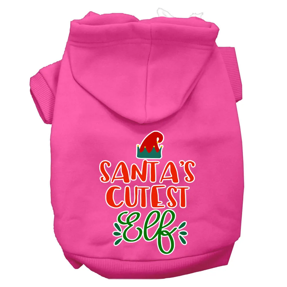 Santa's Cutest Elf Screen Print Dog Hoodie Bright Pink Xxl