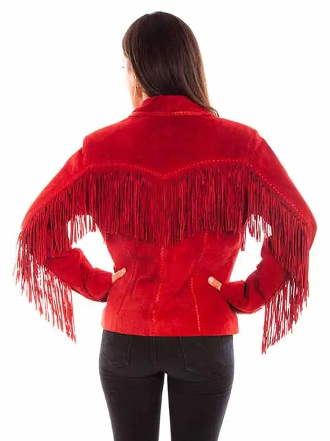 Scully Women's Suede Fringe Jacket in Red