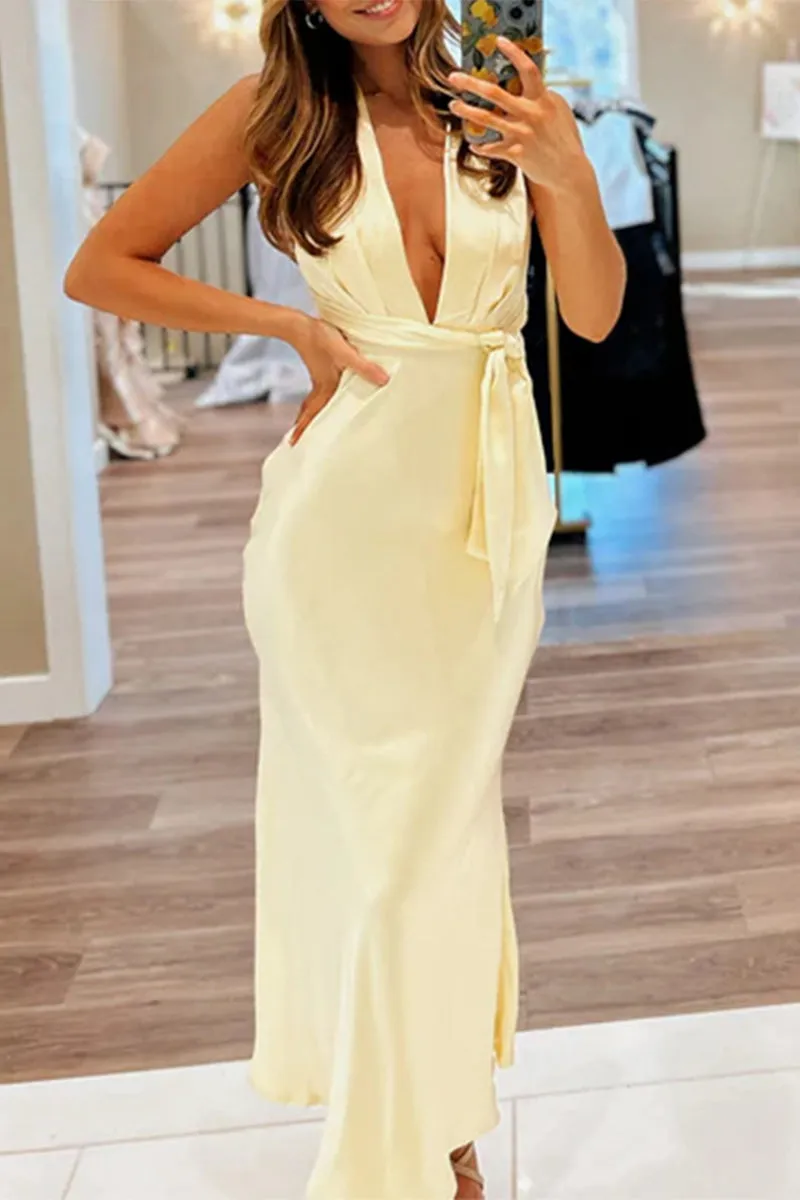 Sexy Backless Halter One Step Skirt Dresses