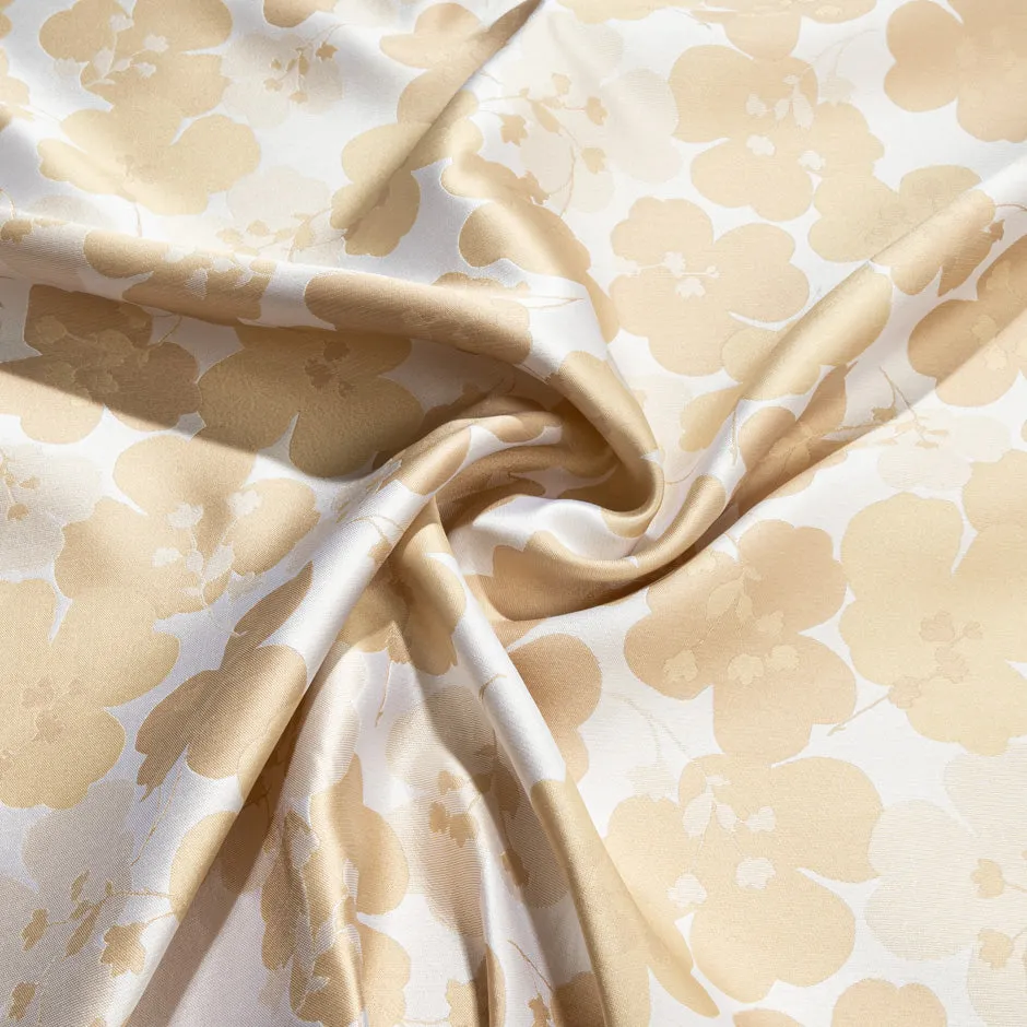 Shaded Beige Floral Silk Blend Brocade