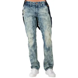 Slim Straight Premium Denim Distressed Acid Washed 5 Pocket Jeans