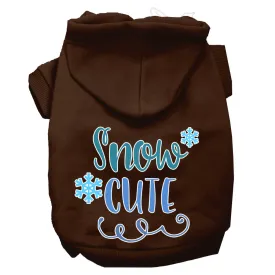 Snow Cute Screen Print Dog Hoodie Brown Xxxl