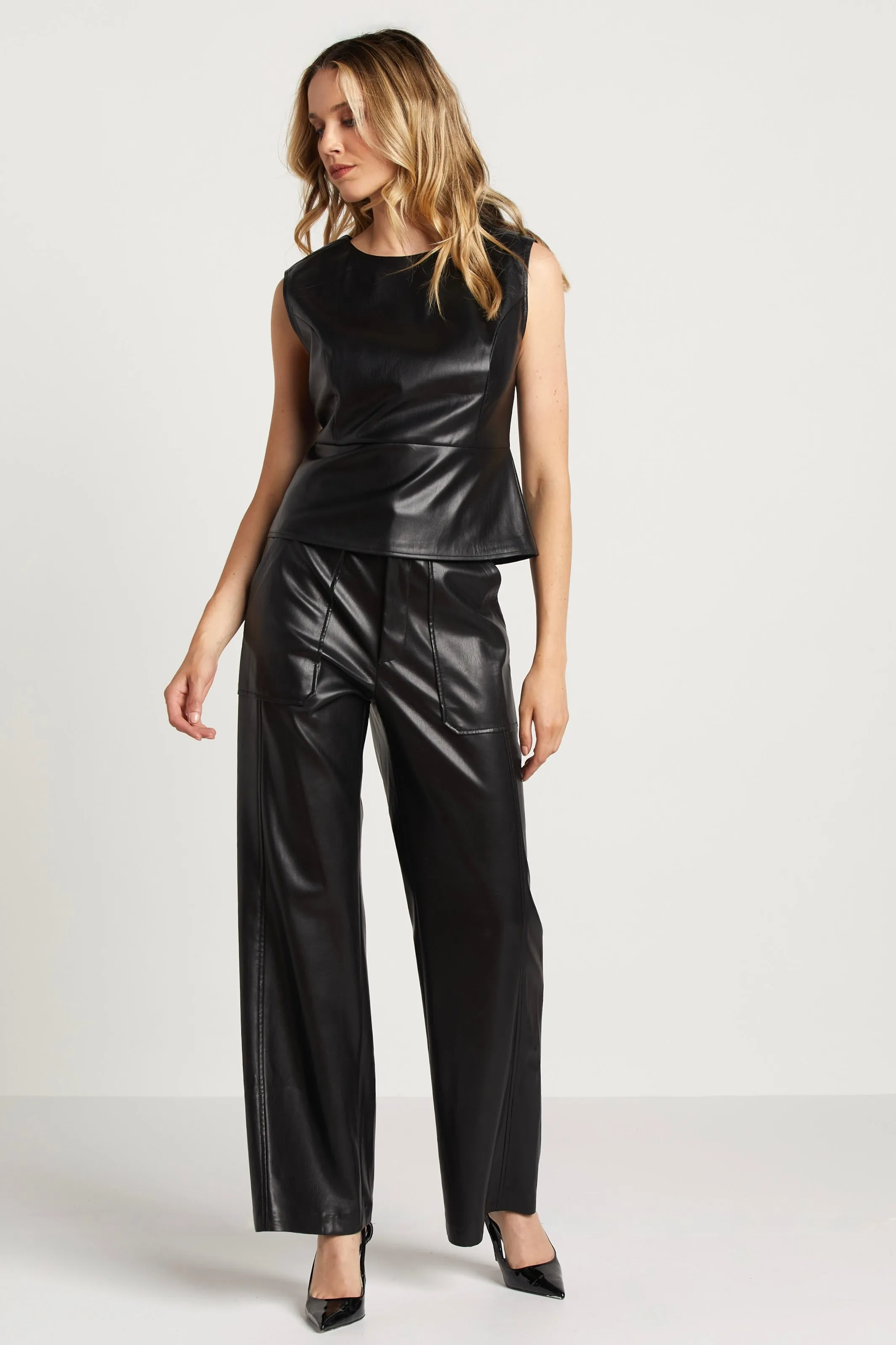 Spencer Vegan Leather Pants - Black