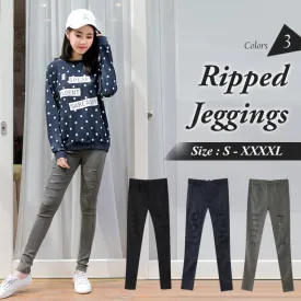 STRETCH RIPPED JEGGINGS