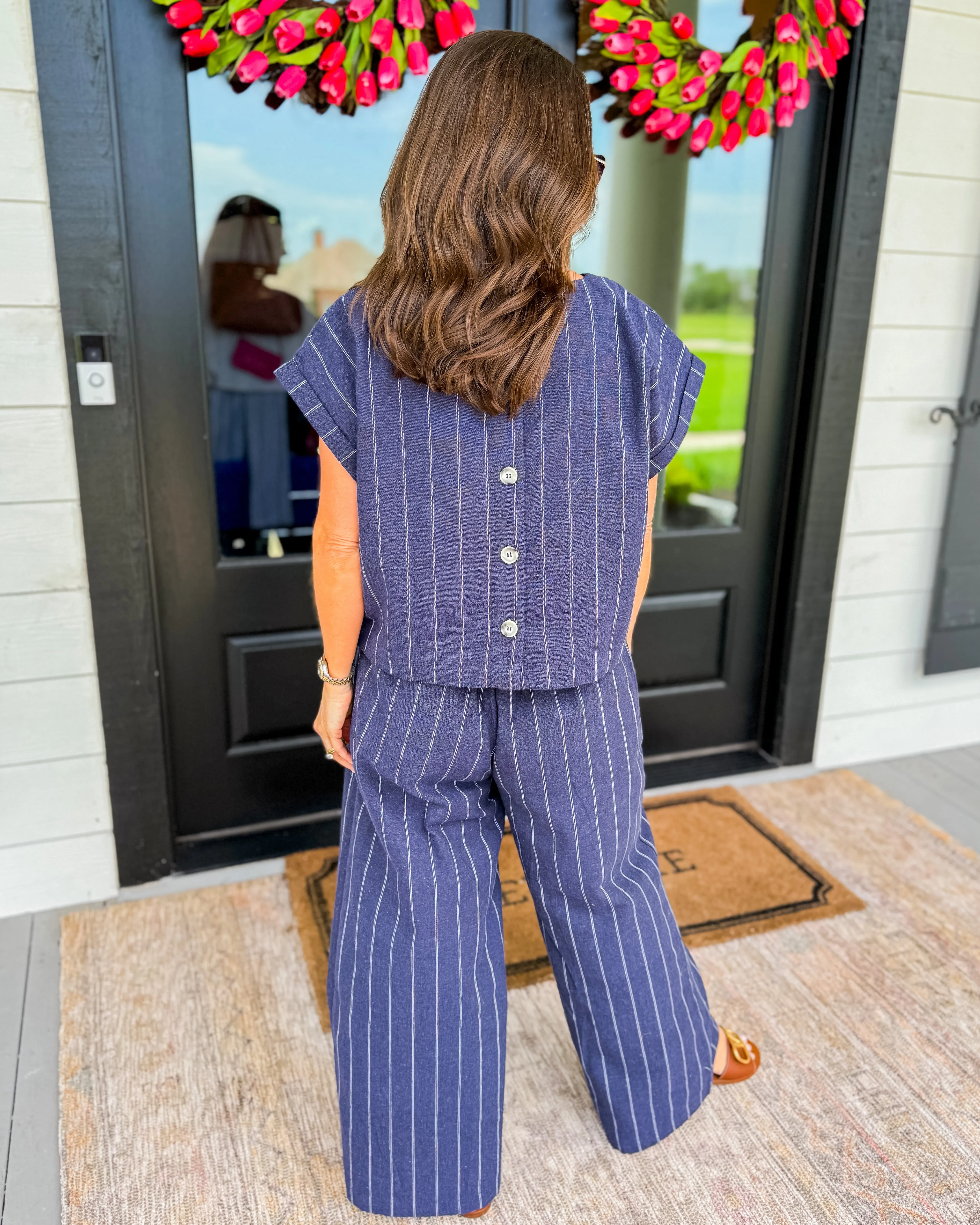 Stripe Print Set in Navy