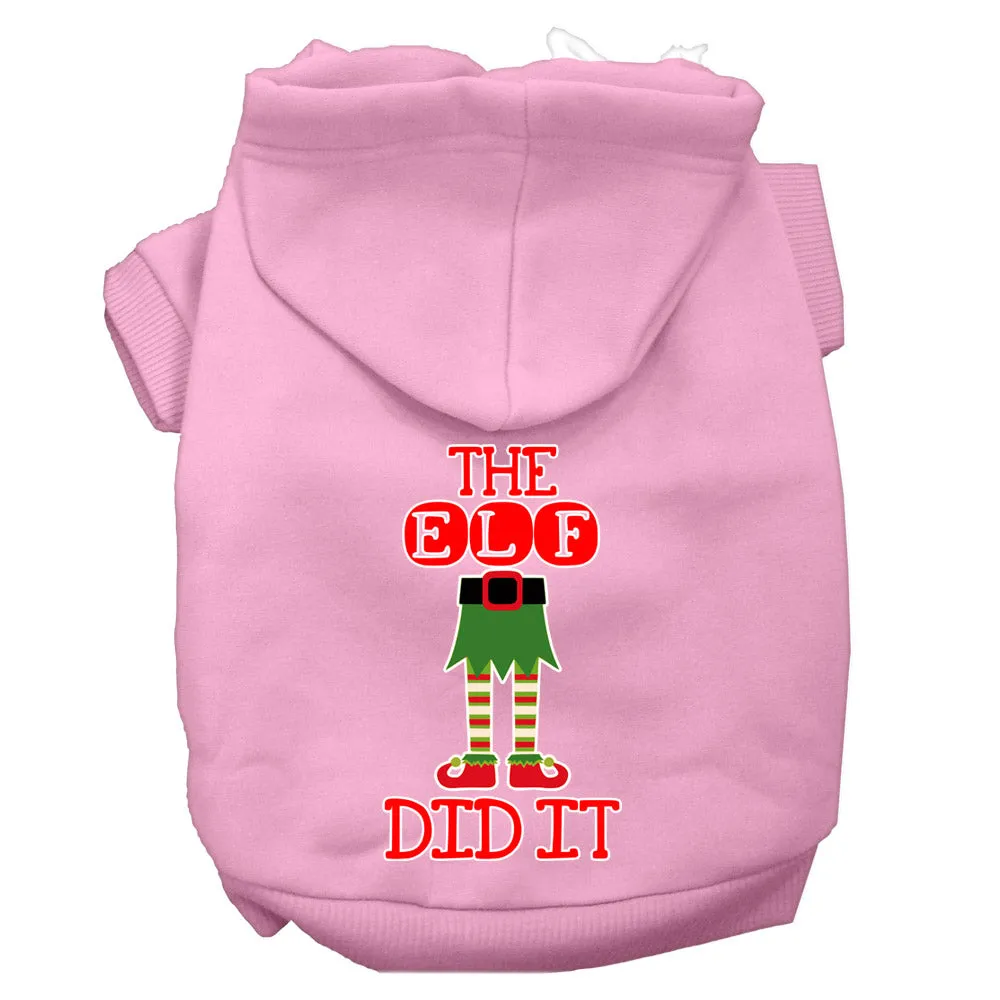 The Elf Did It Screen Print Dog Hoodie Light Pink S