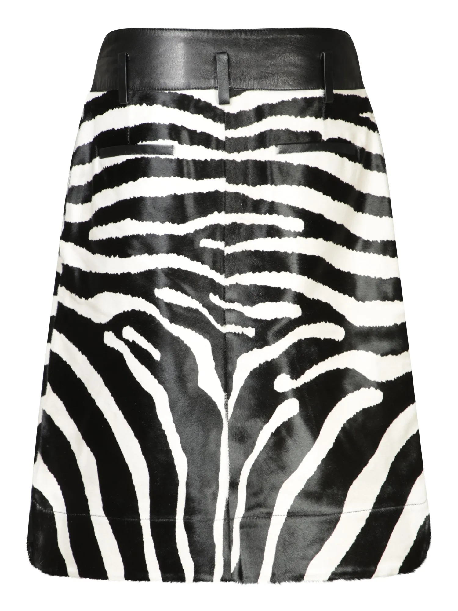 Tozzi Zebrata Black-White Leather Skirt