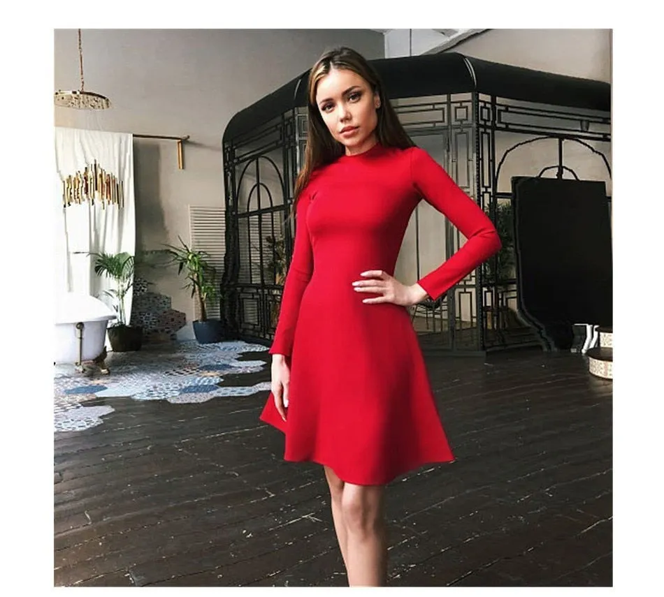 VenusFox Elegant Long Sleeve Bodycon Dress