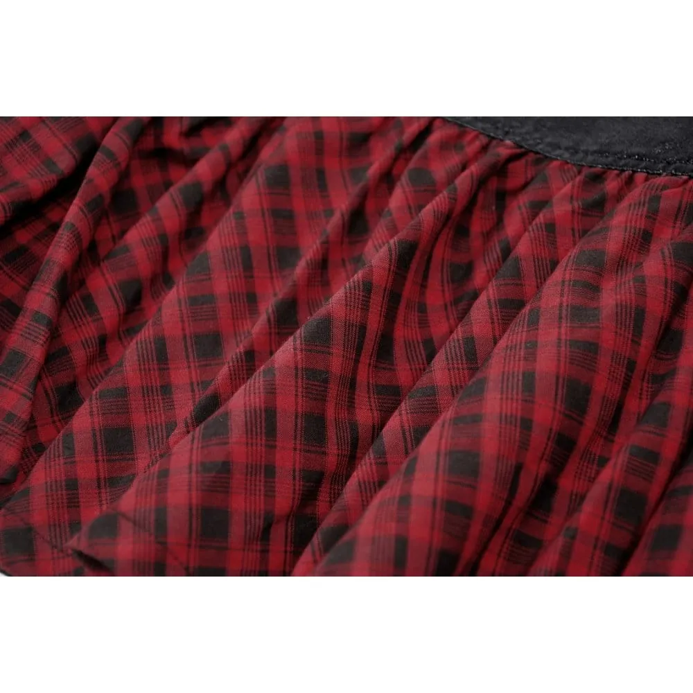 Women's Punk High-waisted Buckle Plaid Skirt